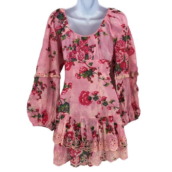 LoveShackFancy Ambrosia Pink Dress 6 Printed Broderie Anglaise Mini Dress - Picture 5 of 9